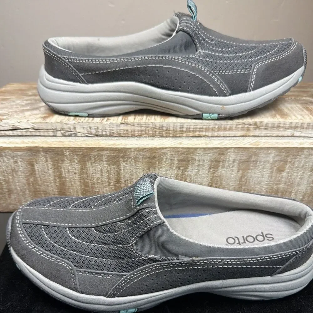 Sporto Jessica Women's Size 7.5 Athletic Mules Gray Slip On Shoes NWOB